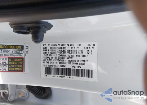 2015 Honda Cr-V Ex from USA, damaged, VIN 5J6RM4H5XFL059240